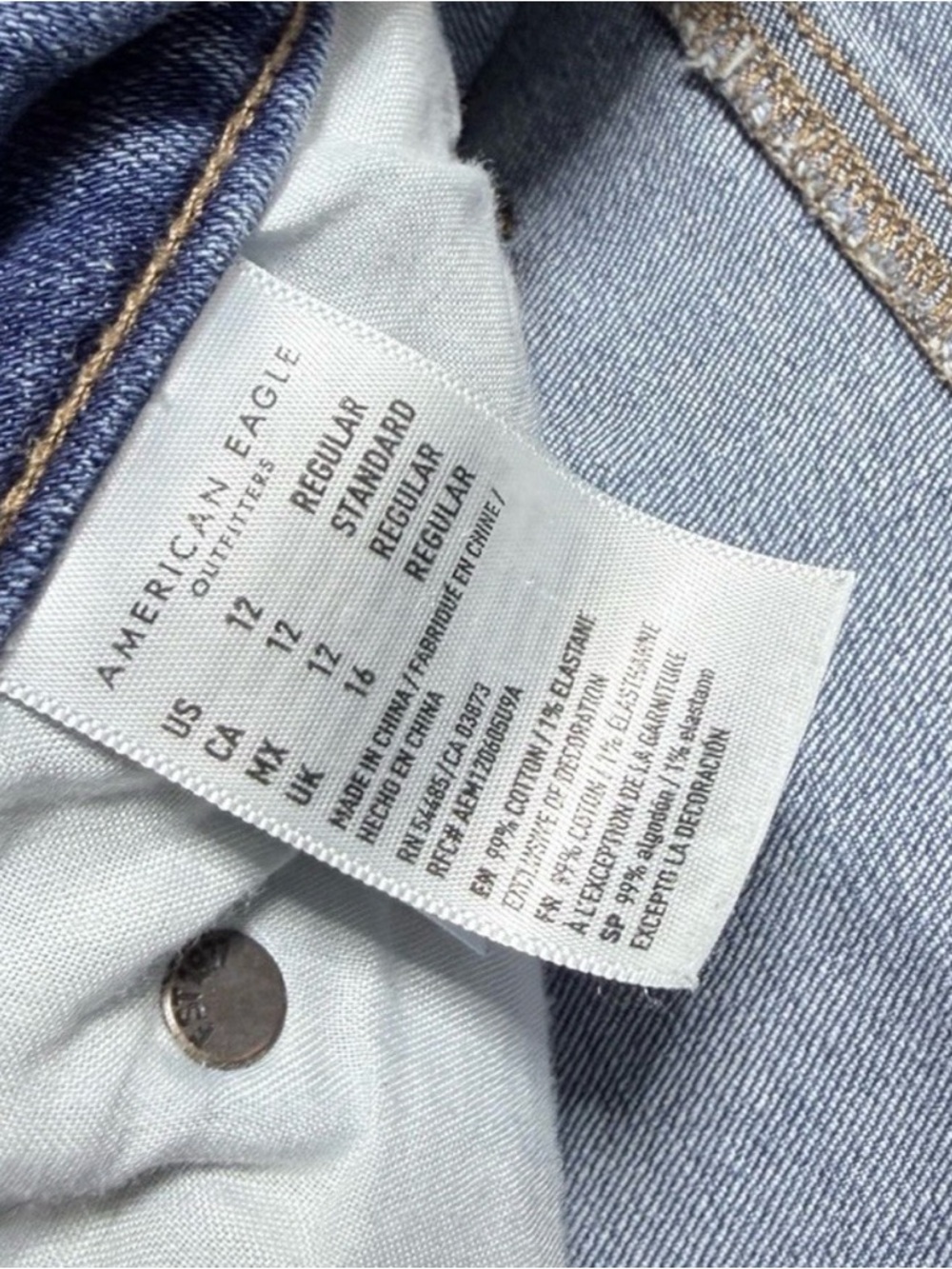 American Eagle Jeans Womens 12 Blue High Rise Artist Flare Stretch Hippie - Picture 5 of 10